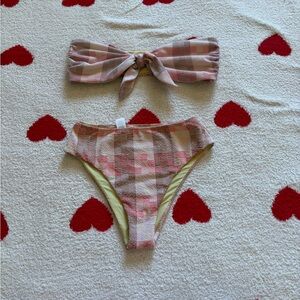 Aerie “Real Good” High Wasted Bottoms and Bandeau Top Bikini